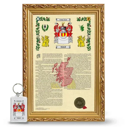 Miskell Framed Armorial History and Keychain - Gold