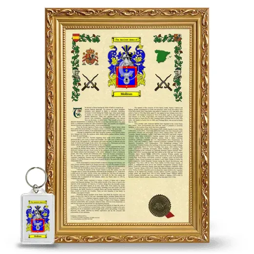 Molinas Framed Armorial History and Keychain - Gold