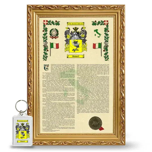 Monard Framed Armorial History and Keychain - Gold