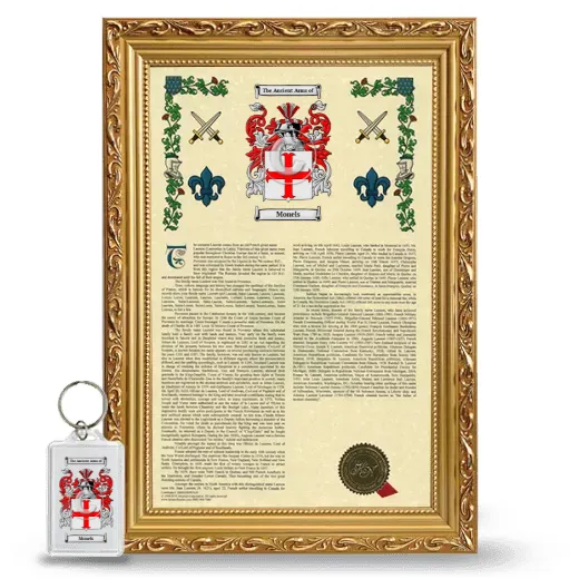 Monels Framed Armorial History and Keychain - Gold