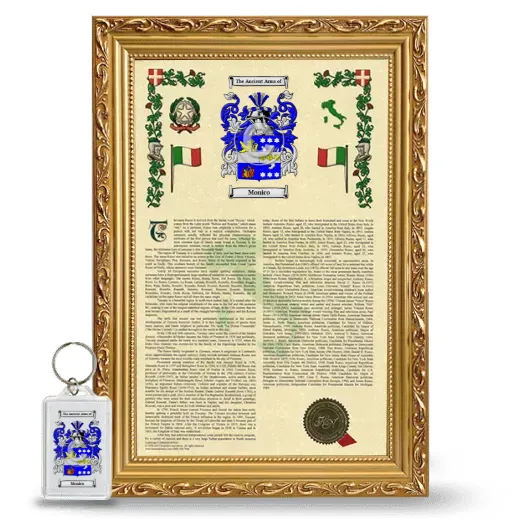 Monico Framed Armorial History and Keychain - Gold