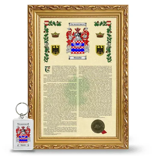Monsche Framed Armorial History and Keychain - Gold