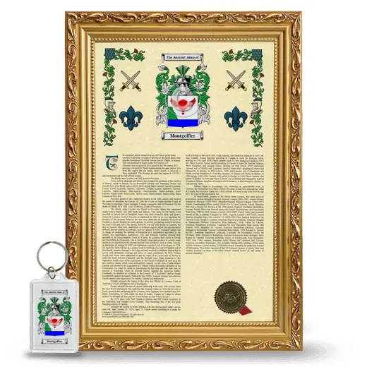 Montgolfier Framed Armorial History and Keychain - Gold