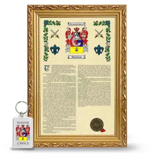 Montressor Framed Armorial History and Keychain - Gold