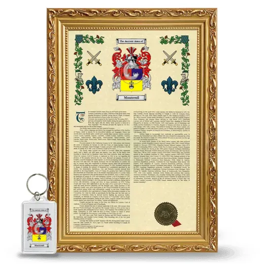 Montreuil Framed Armorial History and Keychain - Gold
