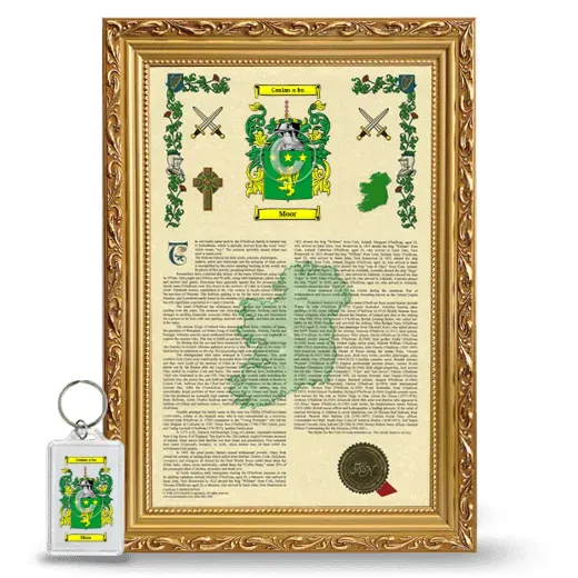 Moor Framed Armorial History and Keychain - Gold