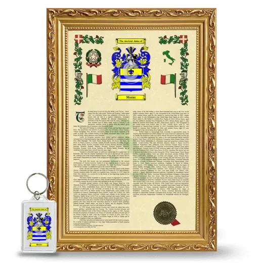Moras Framed Armorial History and Keychain - Gold