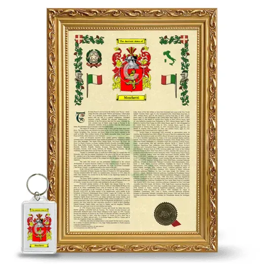 Moschetti Framed Armorial History and Keychain - Gold