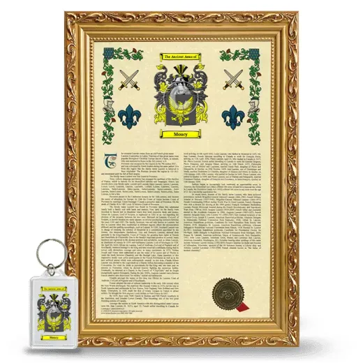 Moucy Framed Armorial History and Keychain - Gold