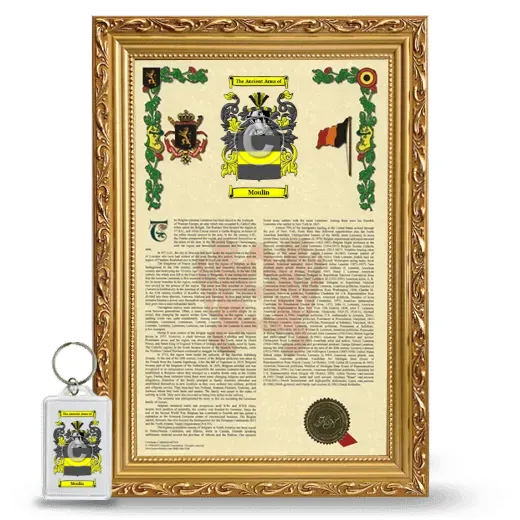 Moulin Framed Armorial History and Keychain - Gold