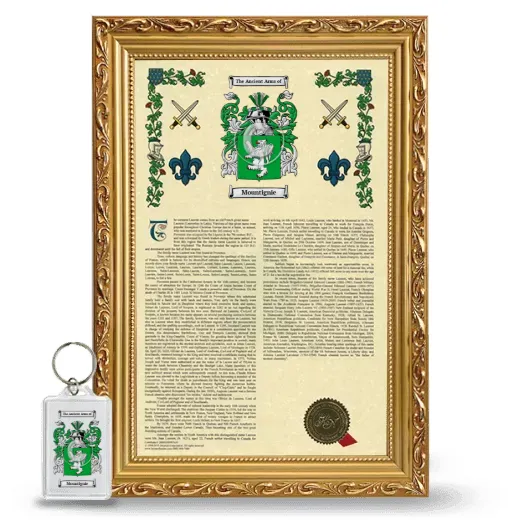 Mountignie Framed Armorial History and Keychain - Gold