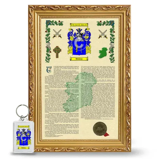 Mulany Framed Armorial History and Keychain - Gold