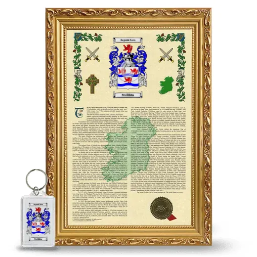 Mullikin Framed Armorial History and Keychain - Gold