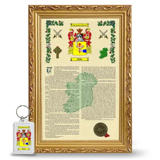 Mulry Framed Armorial History and Keychain - Gold