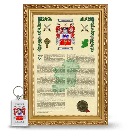Mulvehill Framed Armorial History and Keychain - Gold