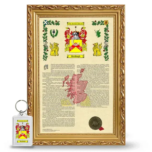 Murdough Framed Armorial History and Keychain - Gold