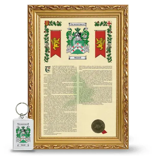 Mustell Framed Armorial History and Keychain - Gold