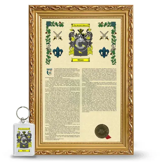Mynos Framed Armorial History and Keychain - Gold