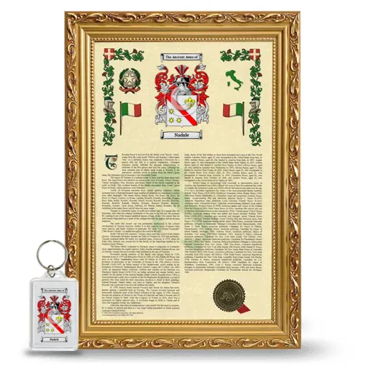 Nadale Framed Armorial History and Keychain - Gold