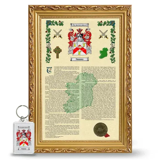 Nanamy Framed Armorial History and Keychain - Gold