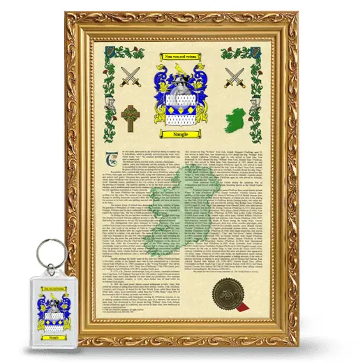 Nangle Framed Armorial History and Keychain - Gold