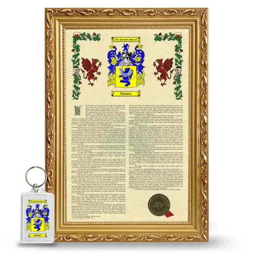 Nannau Framed Armorial History and Keychain - Gold
