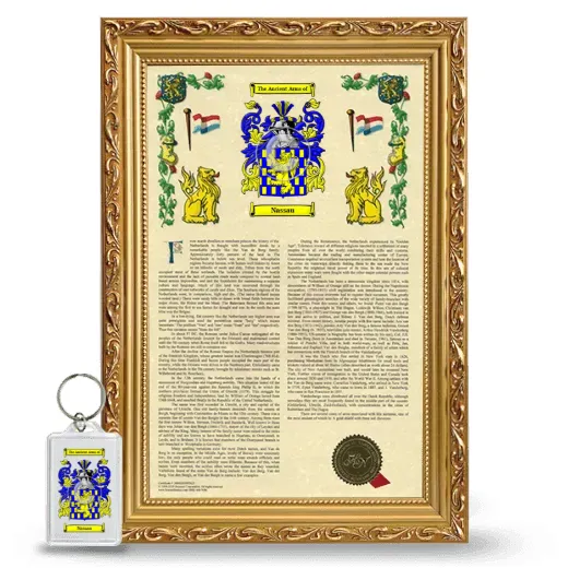 Nassau Framed Armorial History and Keychain - Gold
