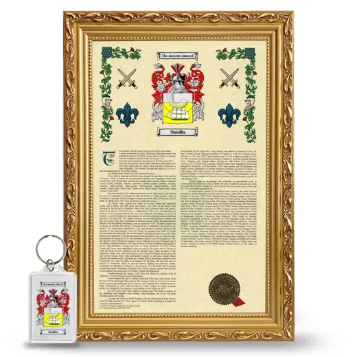 Naudin Framed Armorial History and Keychain - Gold