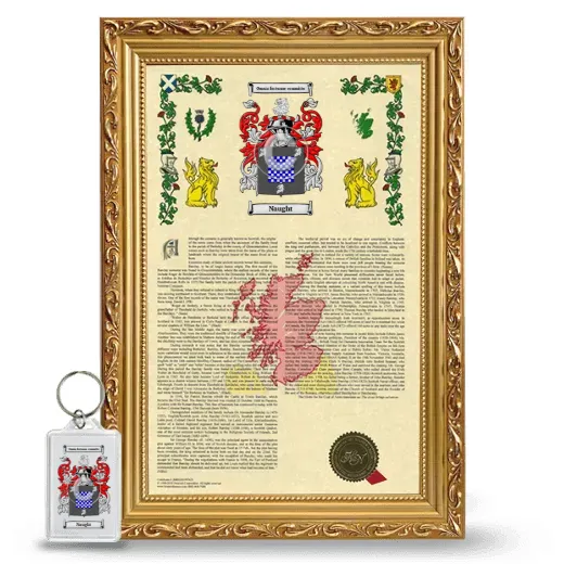 Naught Framed Armorial History and Keychain - Gold