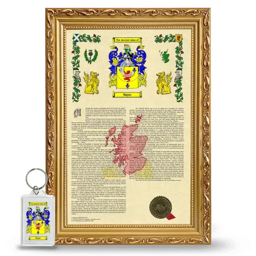 Nayer Framed Armorial History and Keychain - Gold
