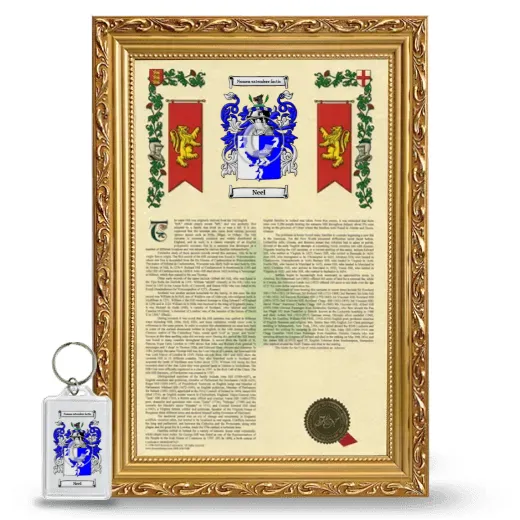Neel Framed Armorial History and Keychain - Gold