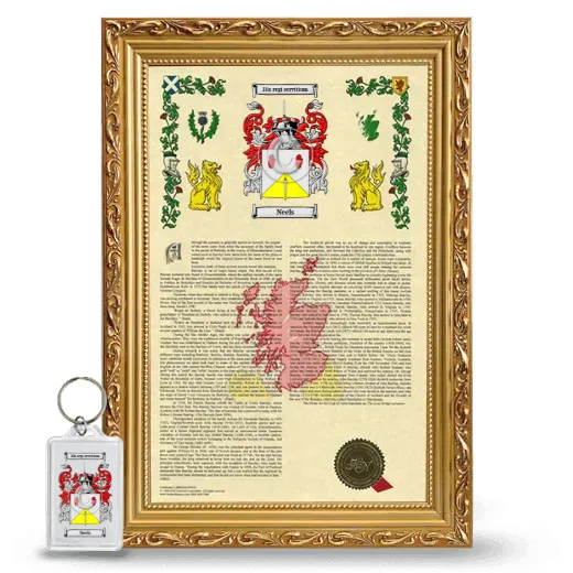 Neels Framed Armorial History and Keychain - Gold