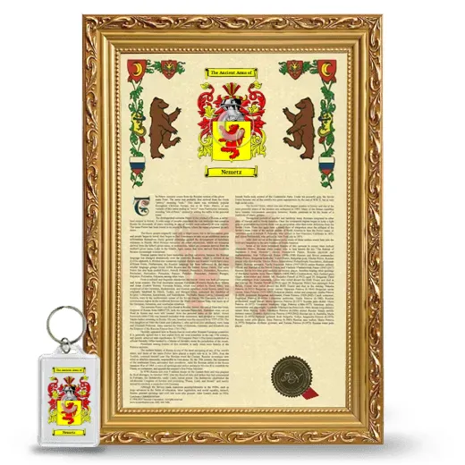 Nemetz Framed Armorial History and Keychain - Gold