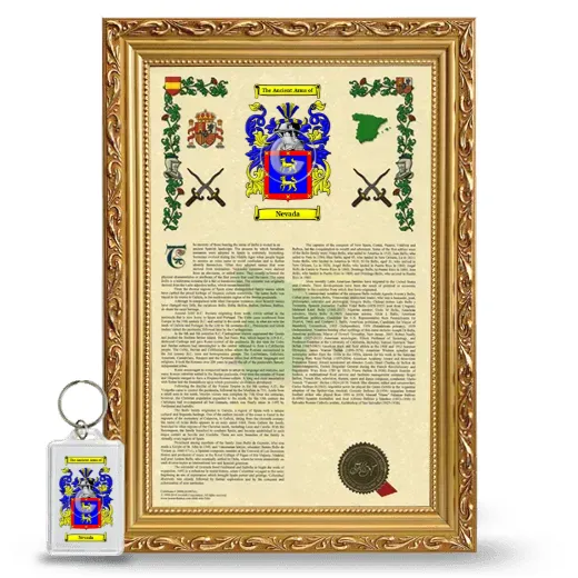 Nevada Framed Armorial History and Keychain - Gold