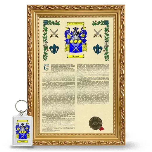 Nevoux Framed Armorial History and Keychain - Gold