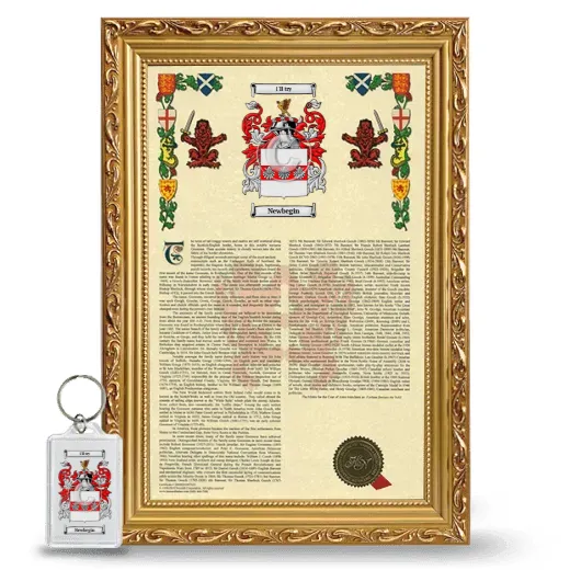 Newbegin Framed Armorial History and Keychain - Gold