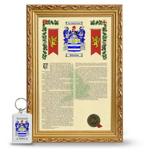 Nickaelson Framed Armorial History and Keychain - Gold