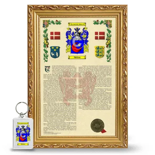 Nielsen Framed Armorial History and Keychain - Gold