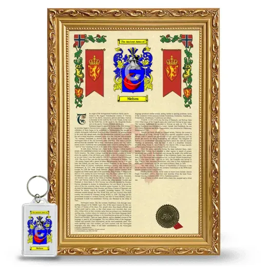 Nielsen Framed Armorial History and Keychain - Gold