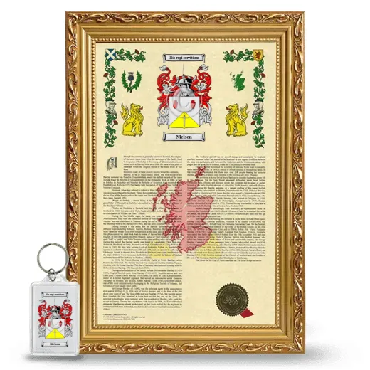 Nielsen Framed Armorial History and Keychain - Gold