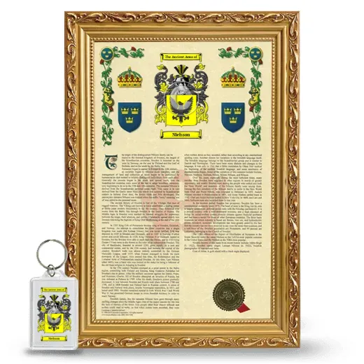 Nielsson Framed Armorial History and Keychain - Gold