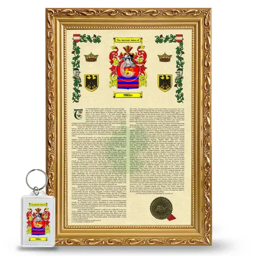 Niklas Framed Armorial History and Keychain - Gold