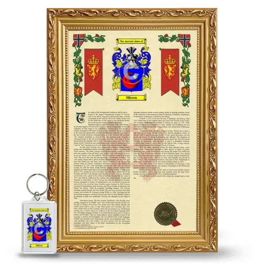 Nilssen Framed Armorial History and Keychain - Gold