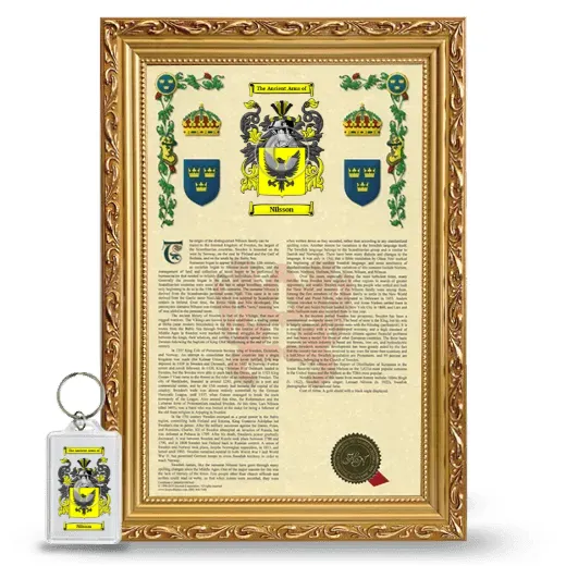 Nilsson Framed Armorial History and Keychain - Gold