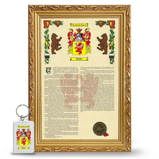 Nimitz Framed Armorial History and Keychain - Gold