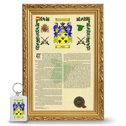 Ninos Framed Armorial History and Keychain - Gold