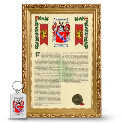 Niveton Framed Armorial History and Keychain - Gold