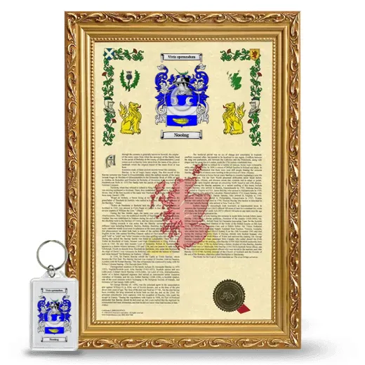 Nooing Framed Armorial History and Keychain - Gold