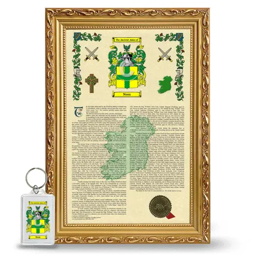 Noon Framed Armorial History and Keychain - Gold