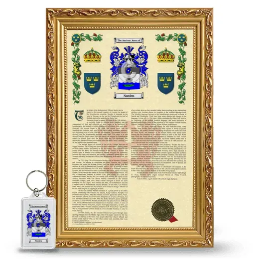 Norden Framed Armorial History and Keychain - Gold